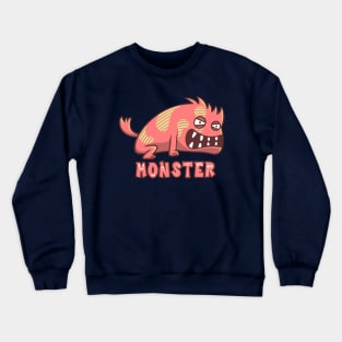 Angry Red Dog Monster Text Crewneck Sweatshirt